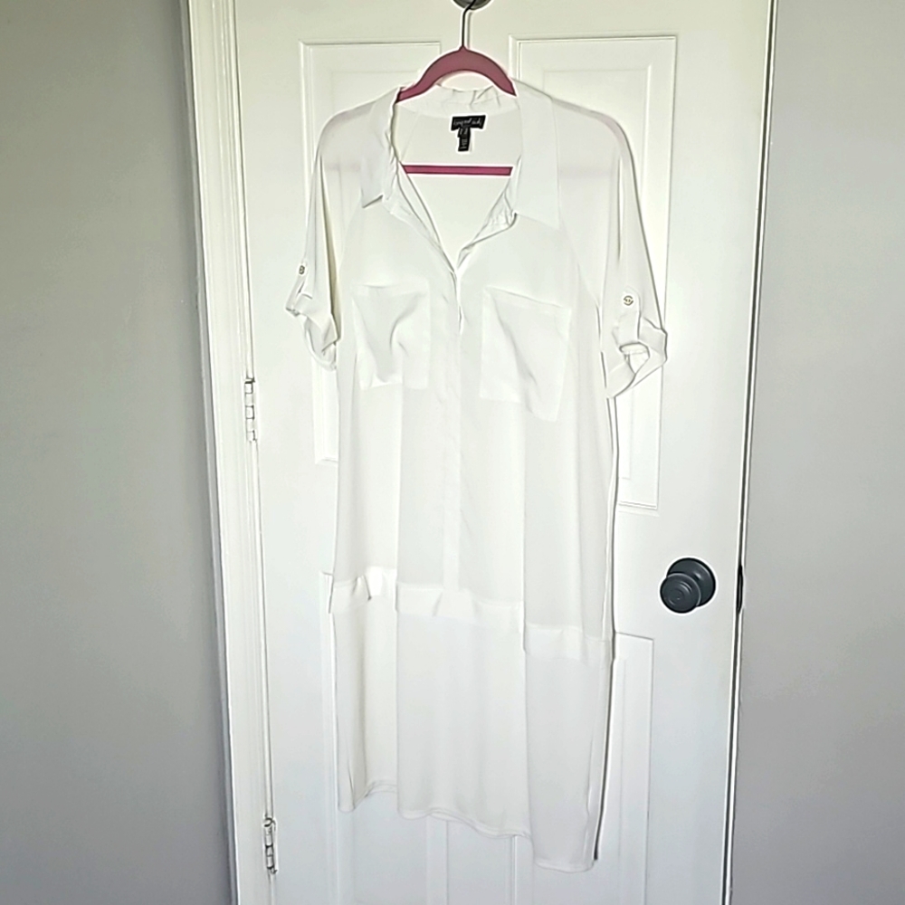 Long Tall Sally White Beach Shirt Dress